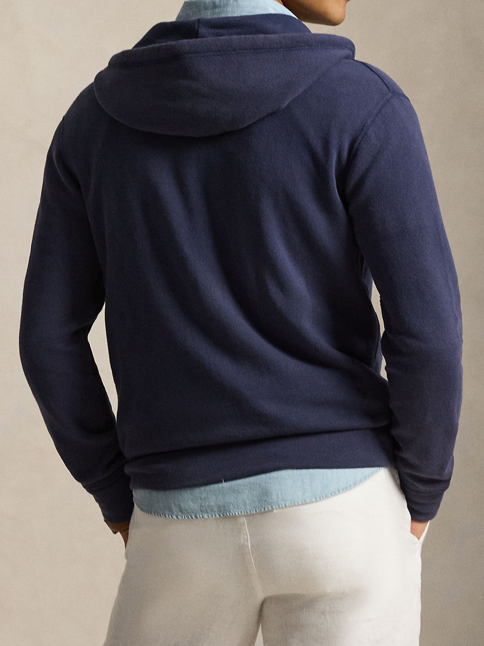 Navy Blue Sweatshirt Full-Zip Cotton Hoodie