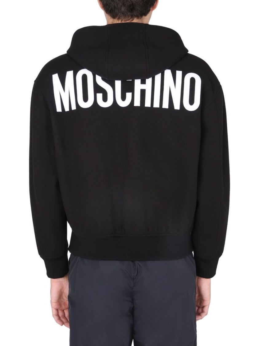 Hooded Jacket With Bold Logo Print