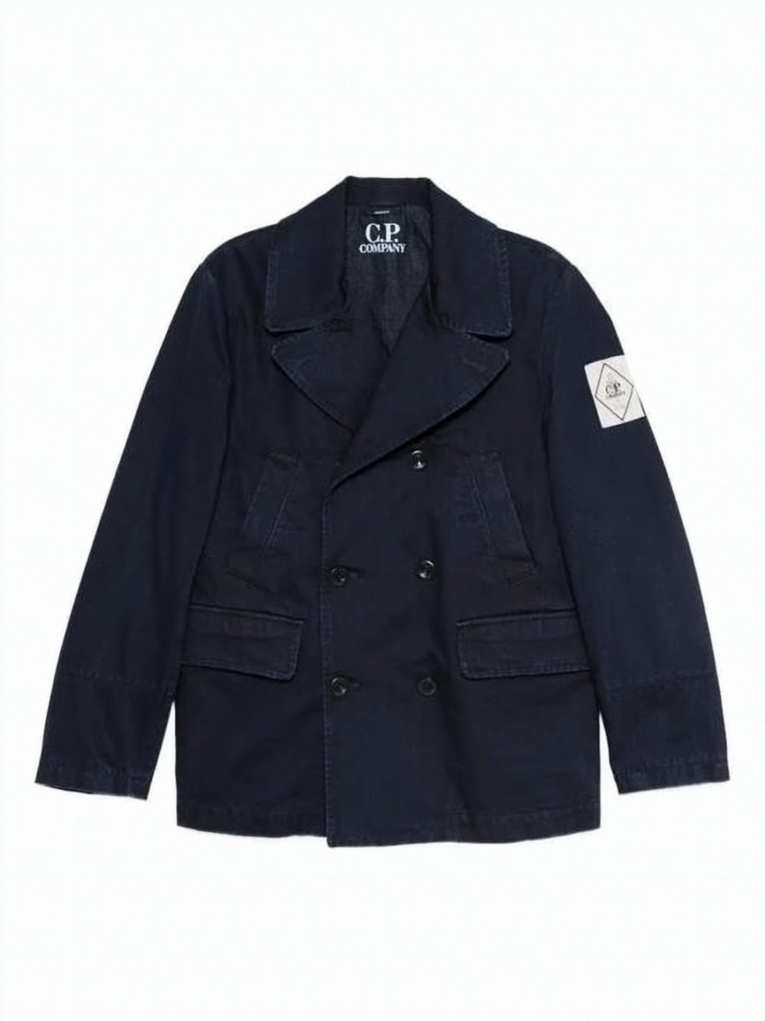 Double-Breasted Blue Cotton Coat
