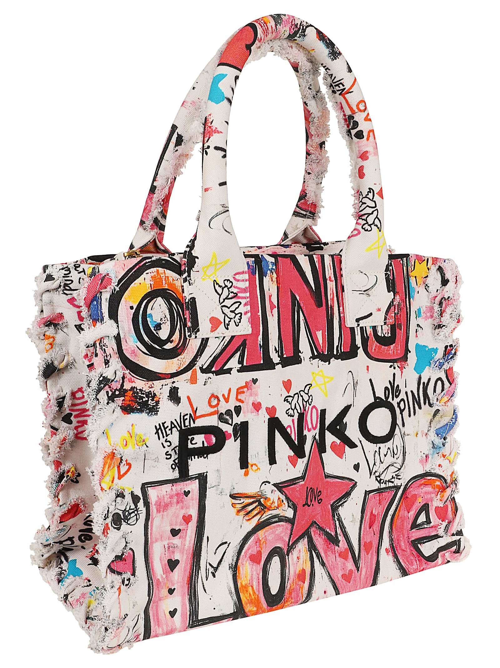 Graffiti-Print Shoulder Bag with Durable Handles
