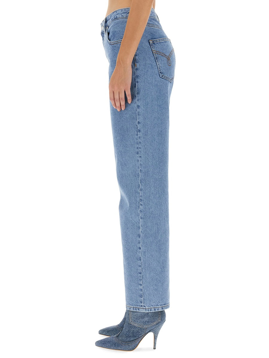 Straight-Leg Denim Jeans with Five-Pocket Design