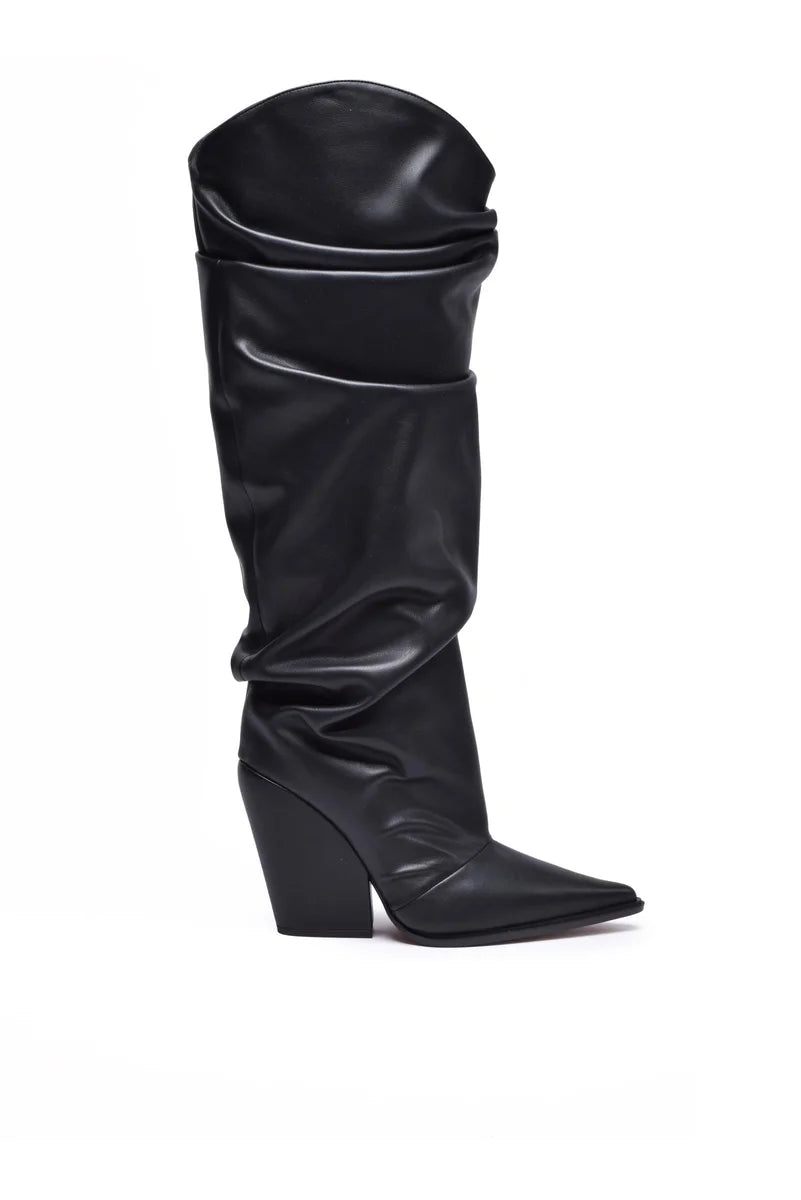 Folded Texan Boots - Black