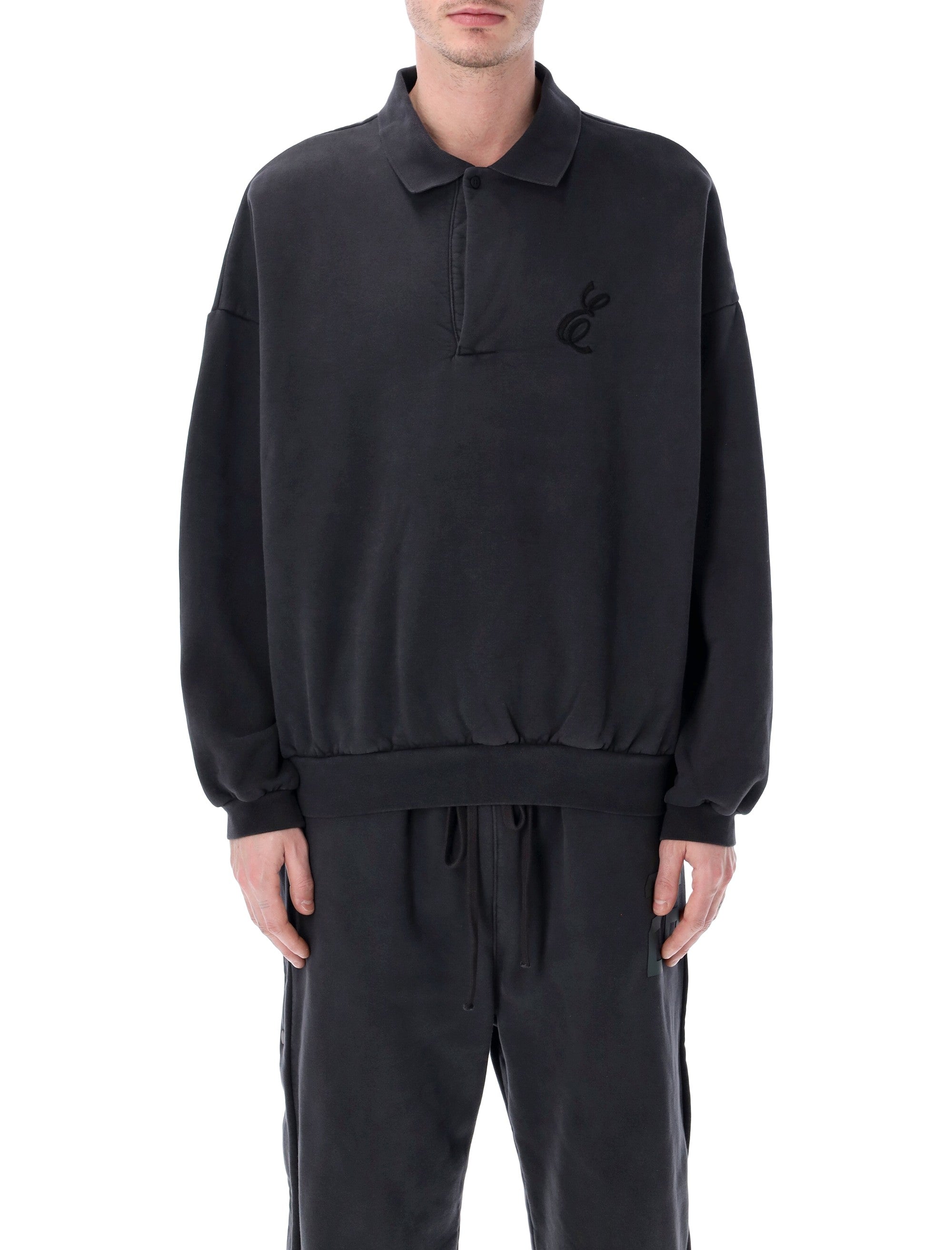 Essentials Black Embroidered Polo Sweatshirt