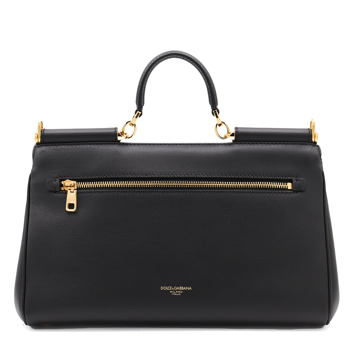 Black Leather My Sicily East West Top Handle Bag