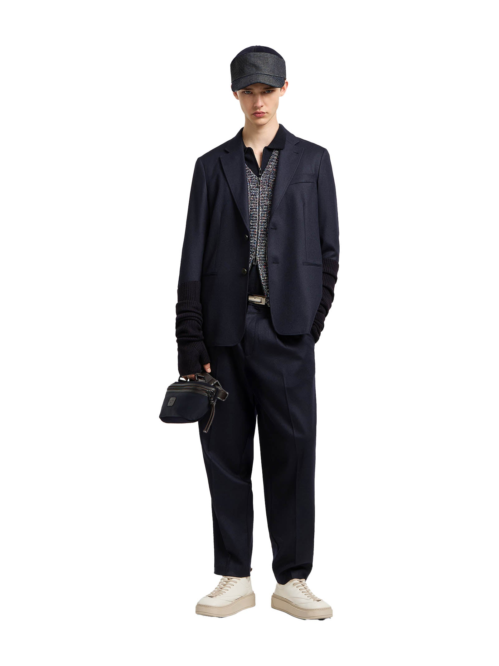 Navy Blue Stretch Virgin Wool Trousers