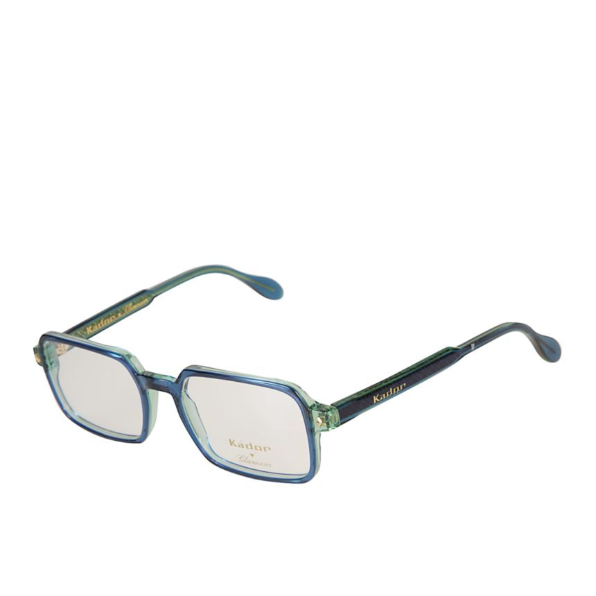 Kolette/N Rectangular Frame Eyeglasses with Translucent Blue-Green Hue