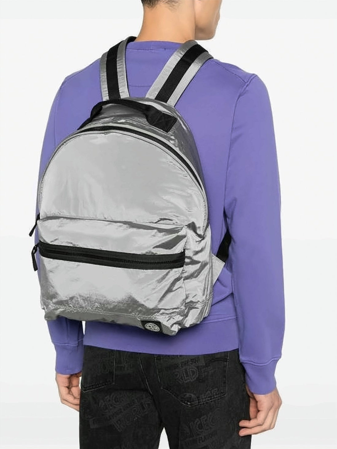 Smooth Polyamide Silver Backpack