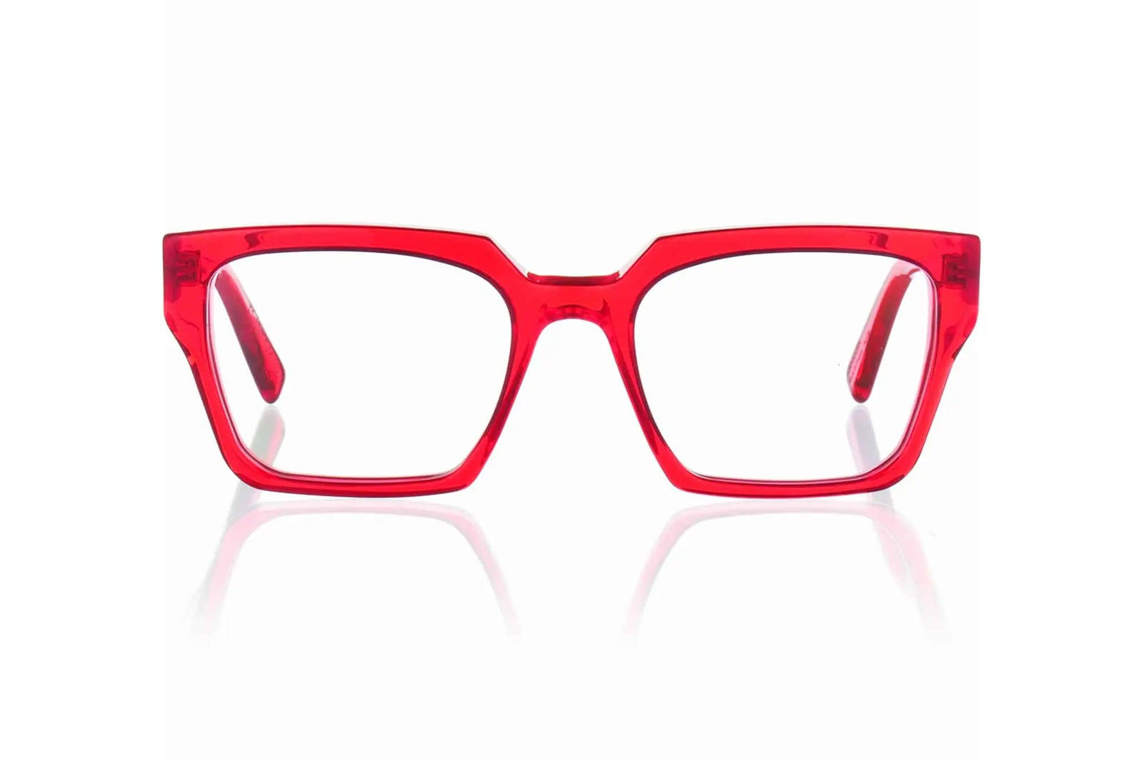 Victor Bold Squared Sunglasses In Translucent Red Finish