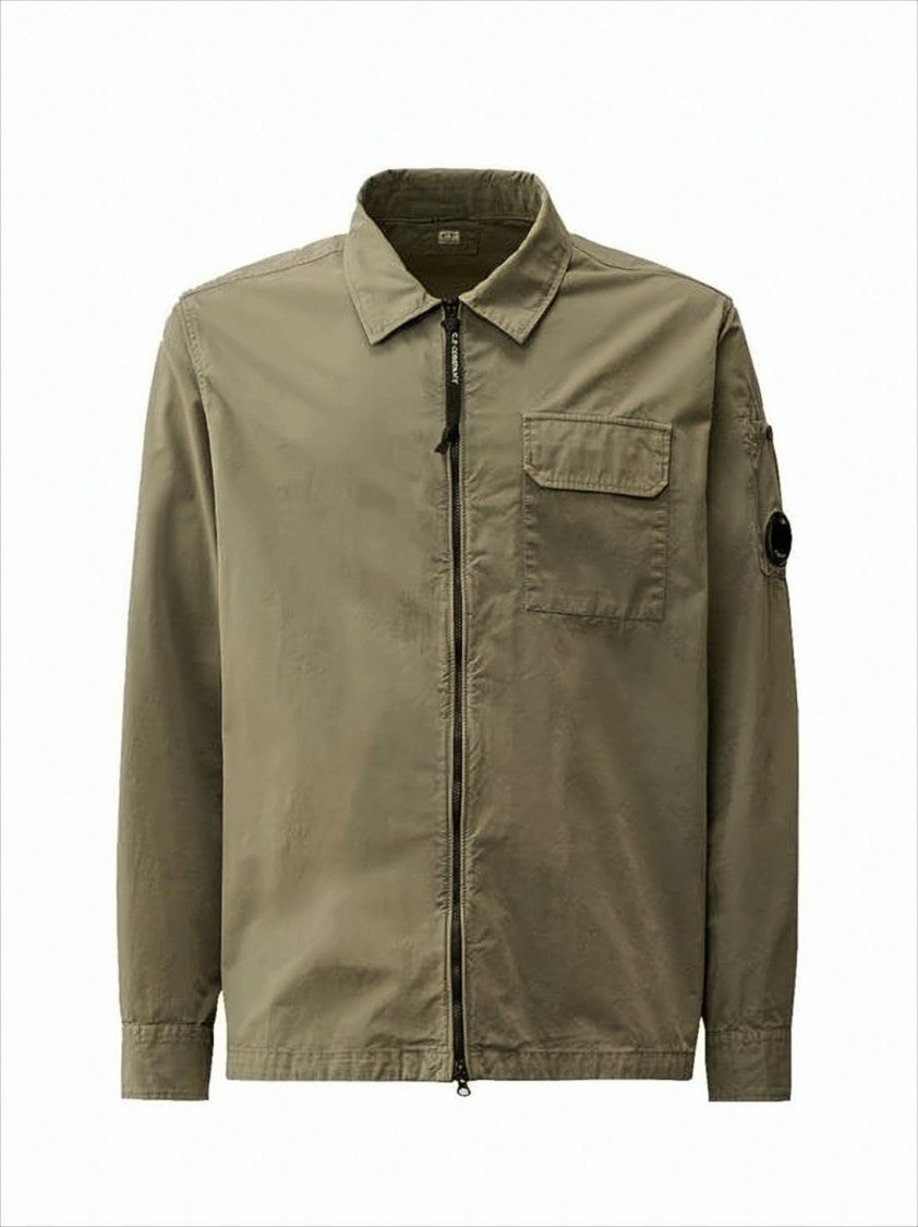 Brown Minimalist Casual Jacket With Unique Lens Detail