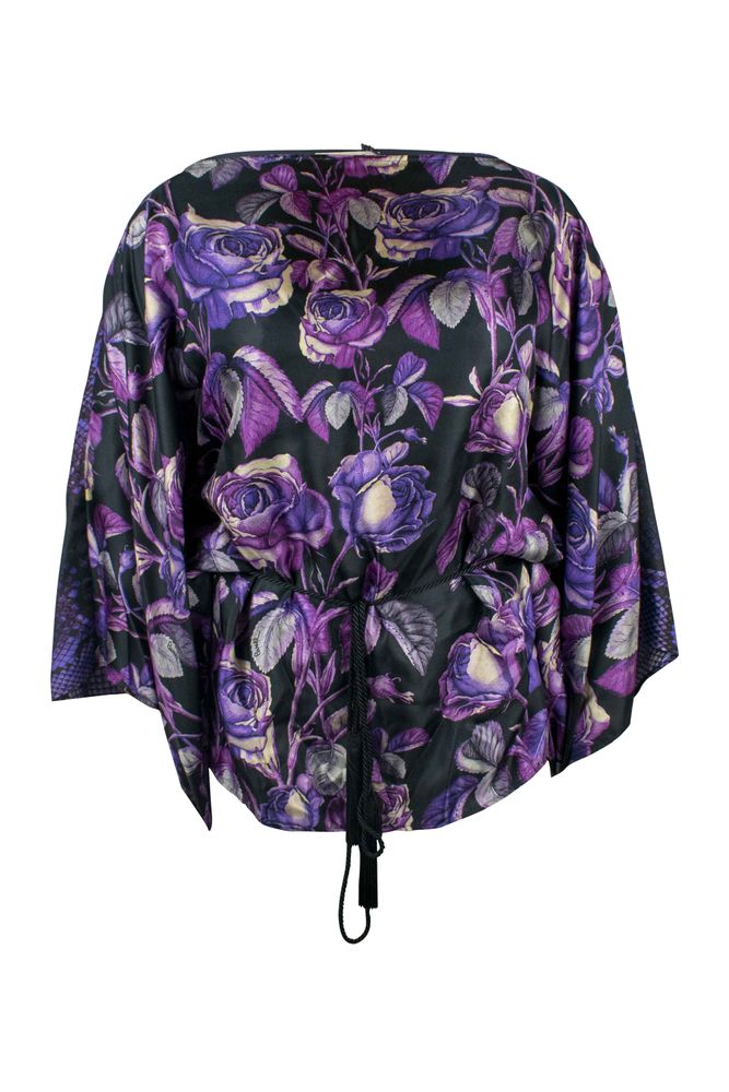 Silk Kaftan With Floral And Python Prints
