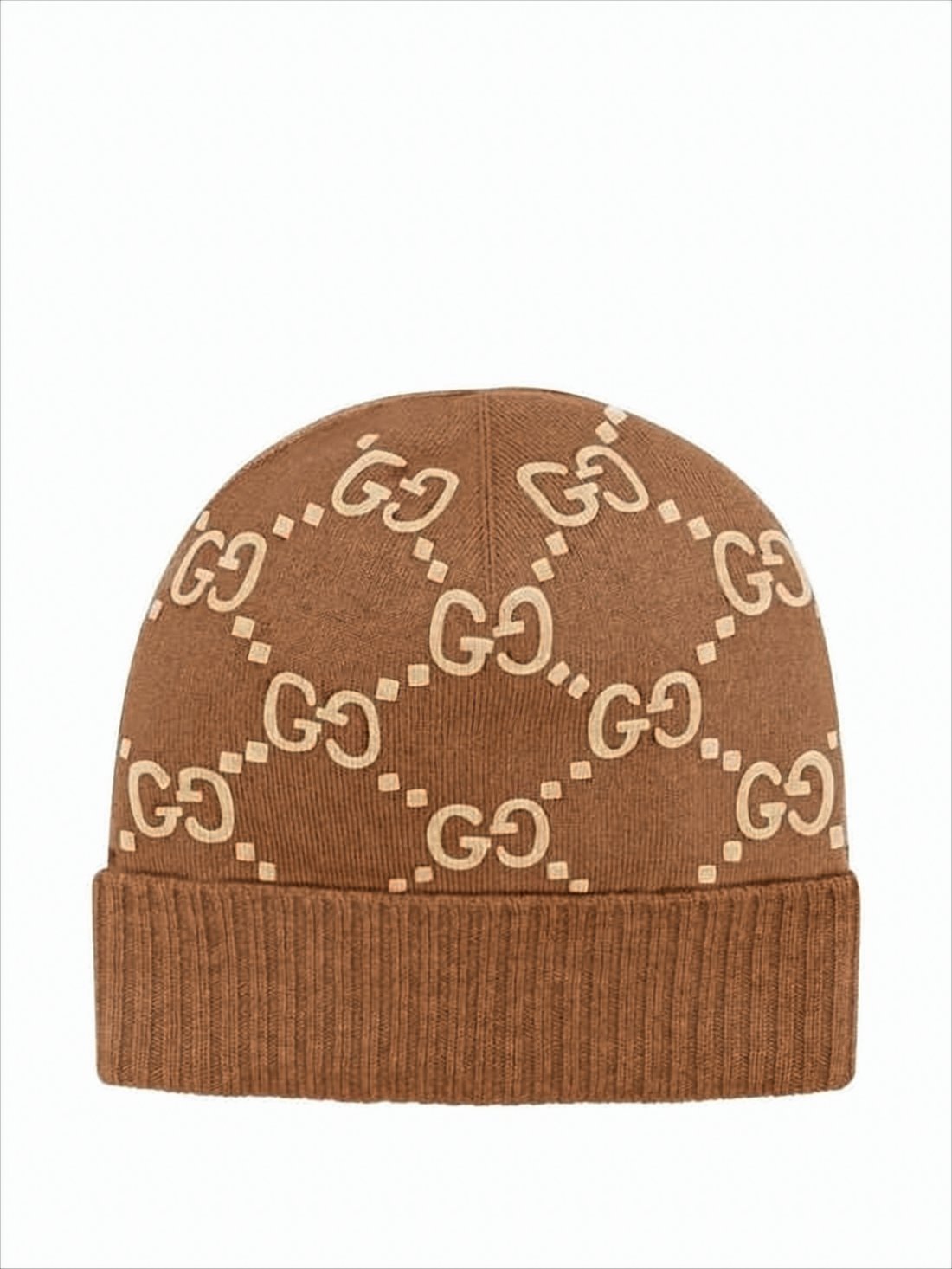 Jacquard Cashmere Beanie with Interlocking Logo Design