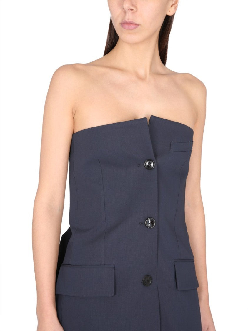 Tailored Strapless Top With Belted Waist