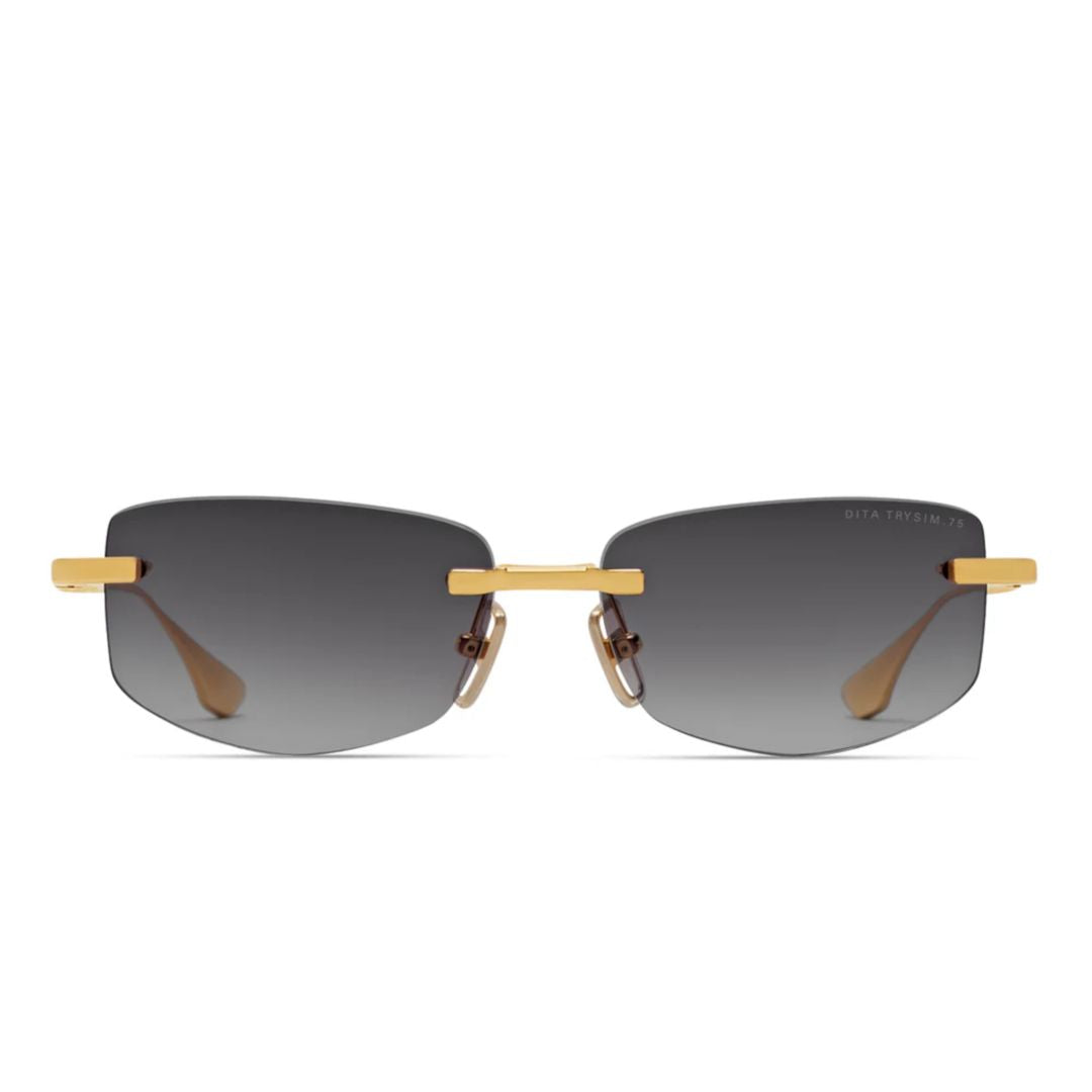 Trysim.75 Rimless Rectangular Sunglasses with Gold-tone Accents