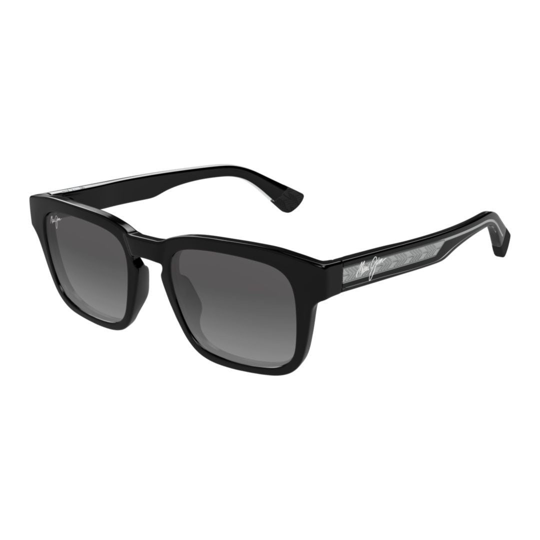 Maluhia Bold Rectangular Black Sunglasses with Gradient Grey Lenses