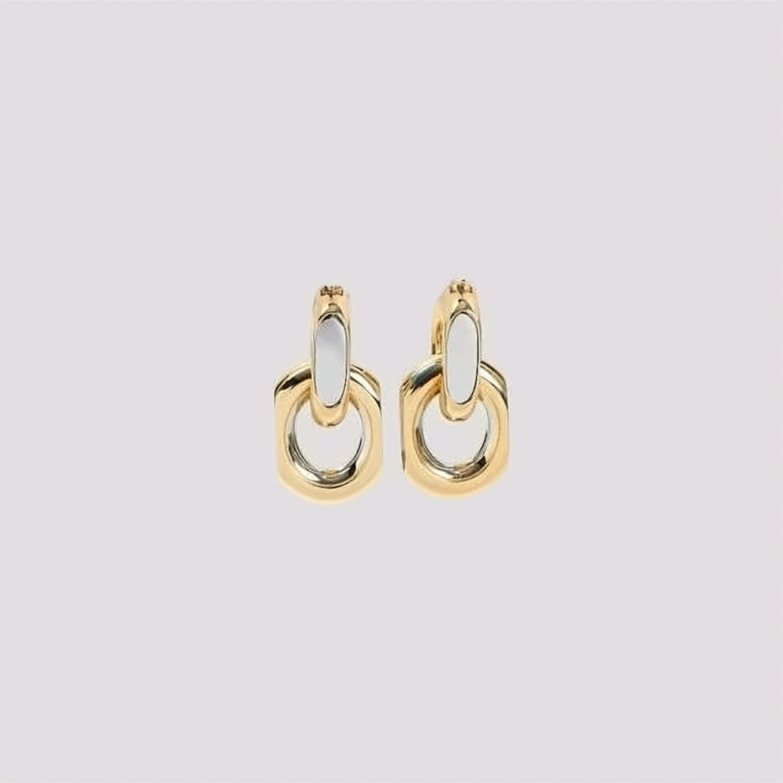 Gold Silver Polished Metallic Linked Earrings