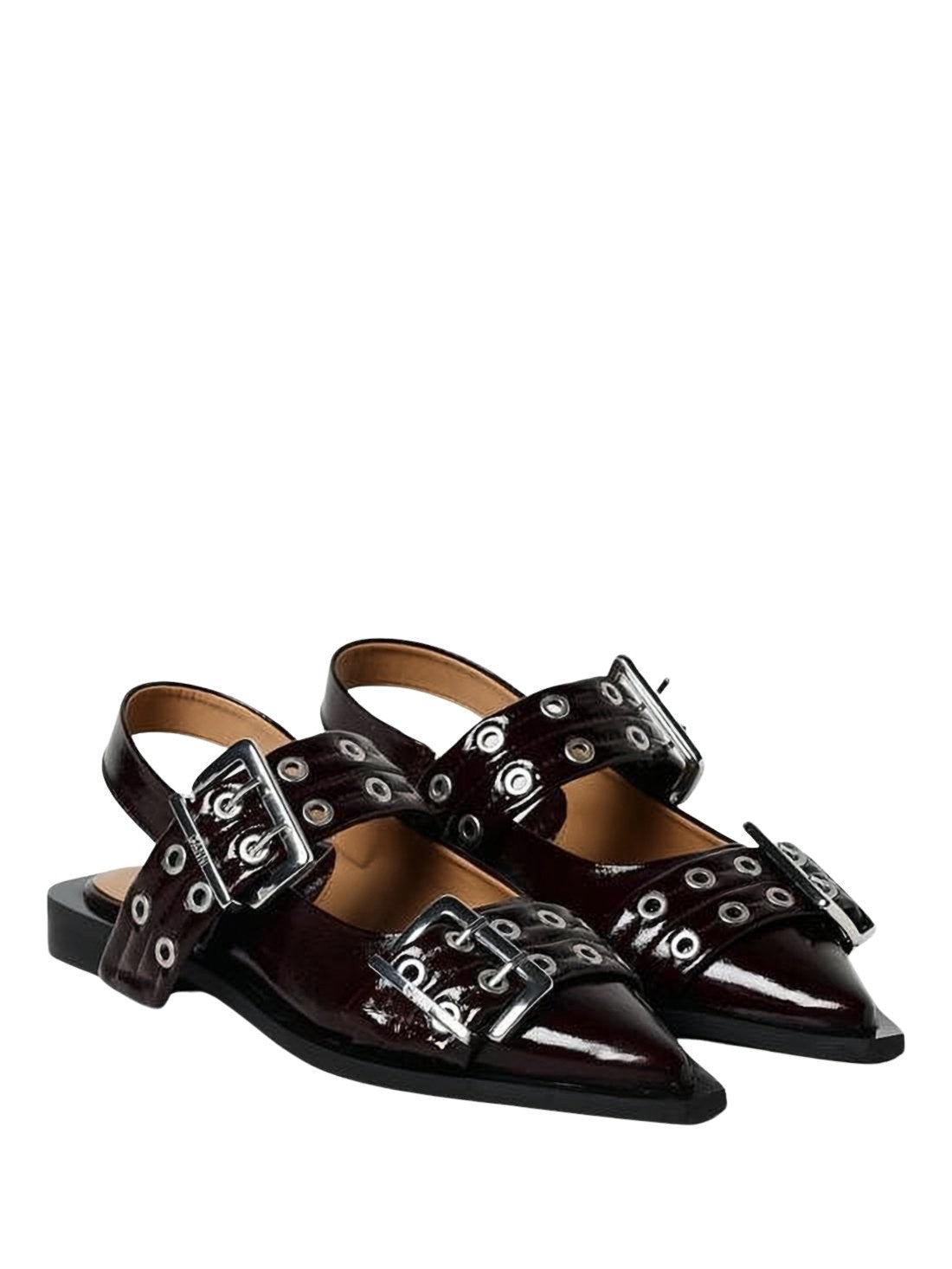 Pointed-Toe Slingback Pumps with Silver-Tone Hardware