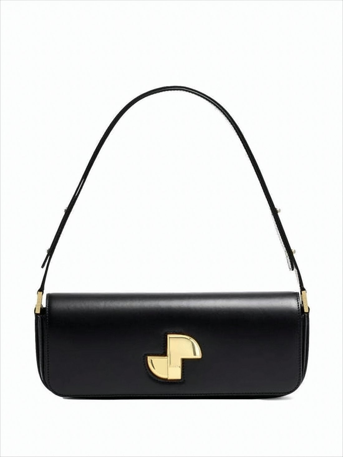 Structured Shoulder Bag with Polished Gold-Tone Clasp
