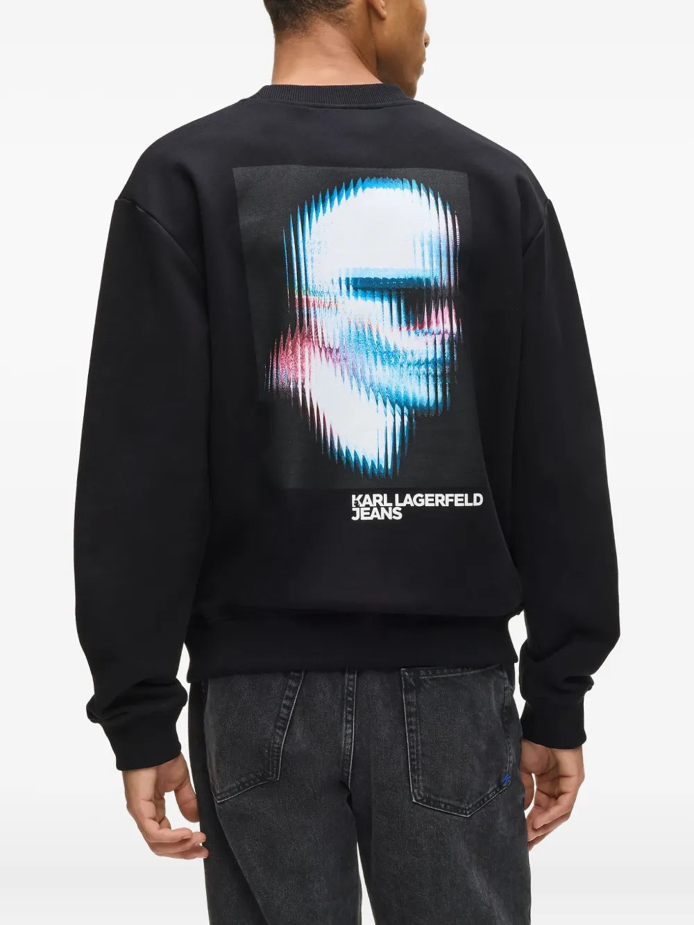 Crewneck Sweatshirt with Graphic Print and Ribbed Detail