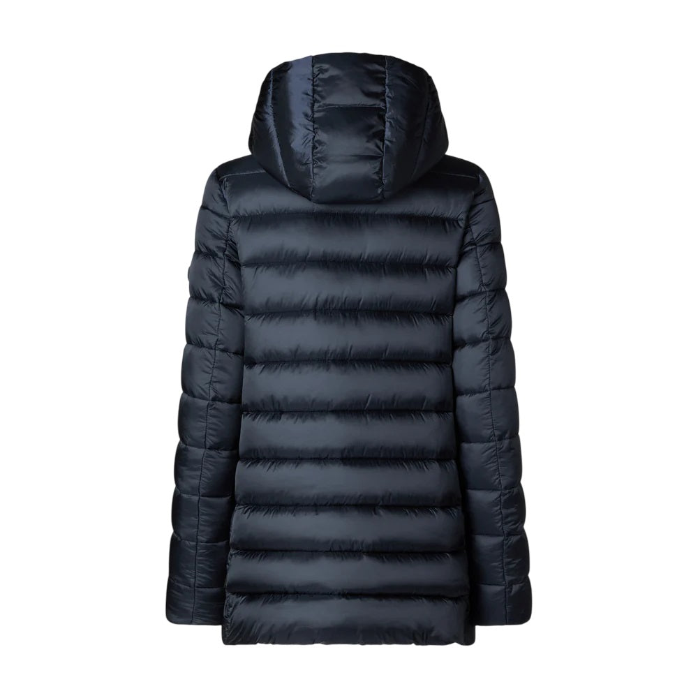 Lightweight Blue Quilted Coat With High Collar