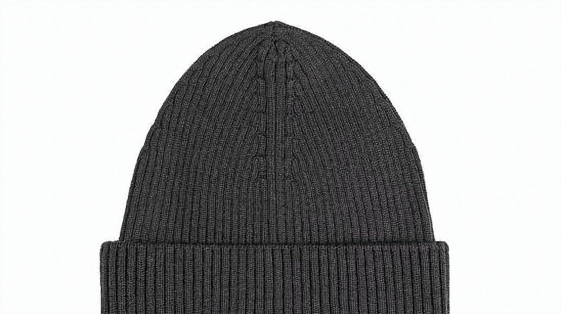 Ribbed Wool Beanie with Folded Cuff