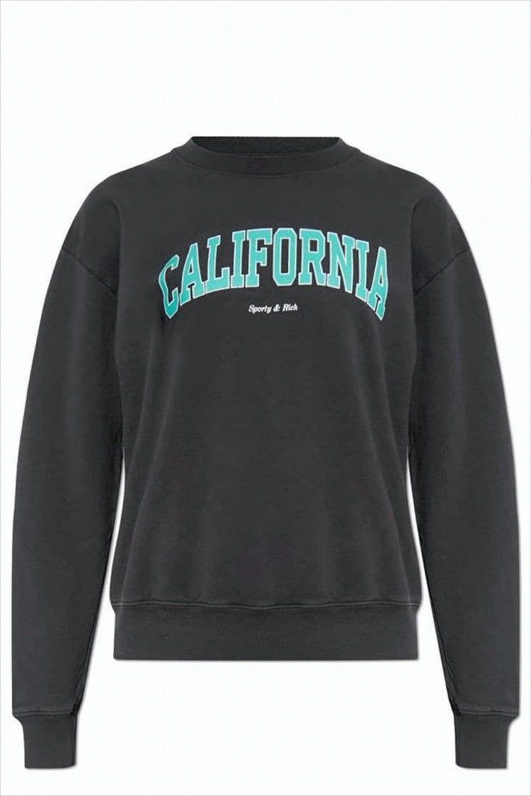 Relaxed Fit Black Long-Sleeve Sweatshirt