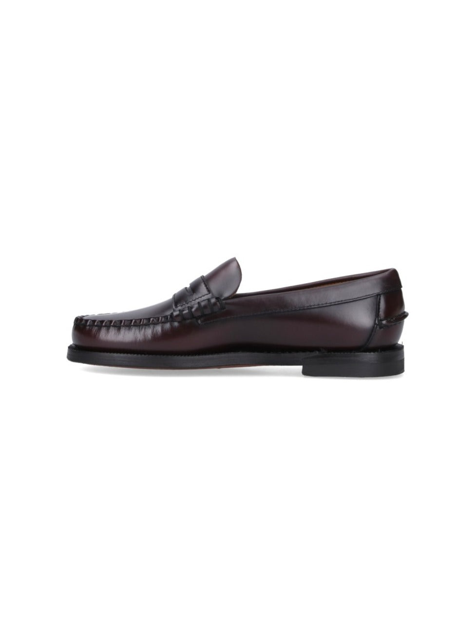 Rounded Toe Slip-On Moccasins With Smooth Leather Finish
