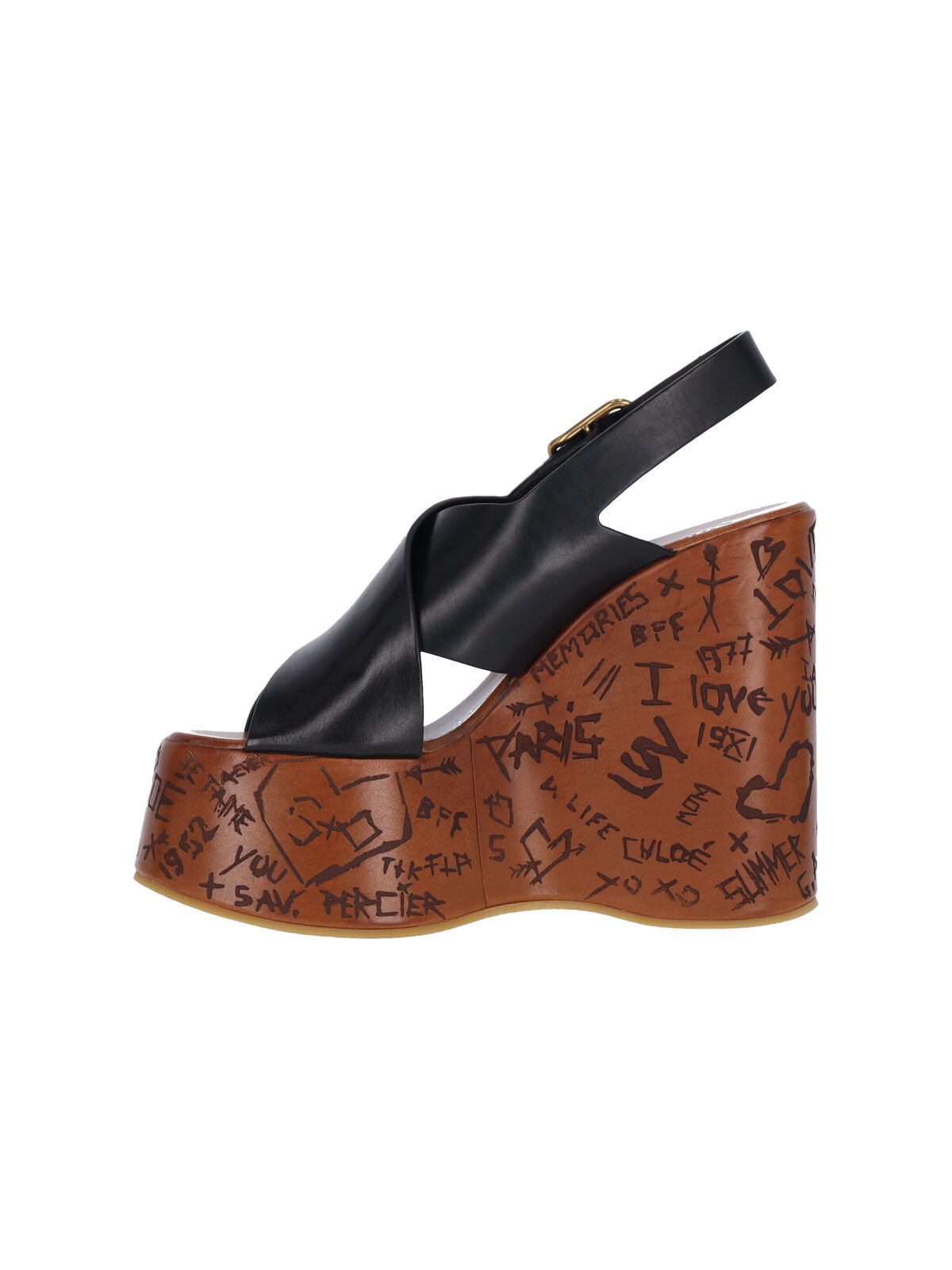 Black Wedge Sandals