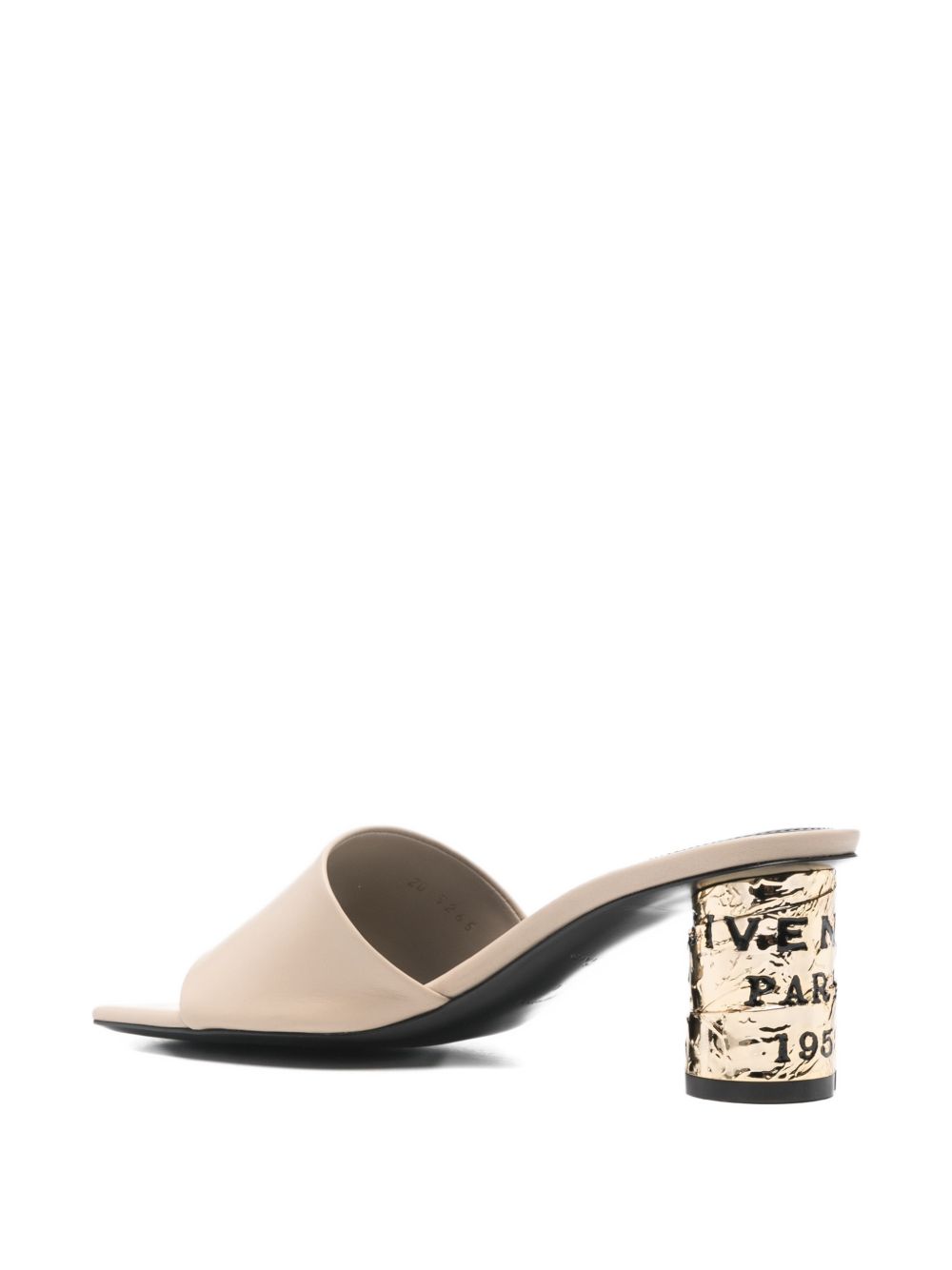 Beige Sandals with Metallic Block Heel