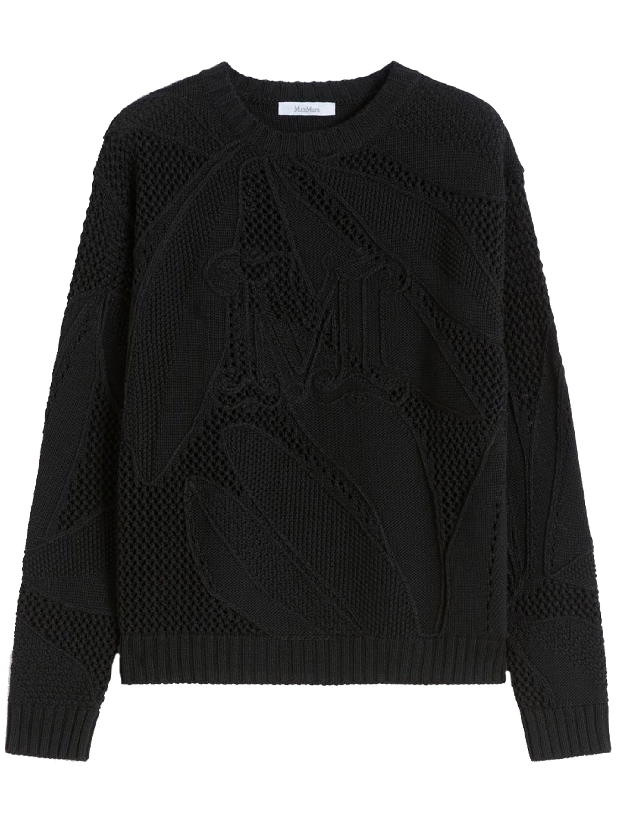 Black Mxmsalvo Textured Black Knit Sweater