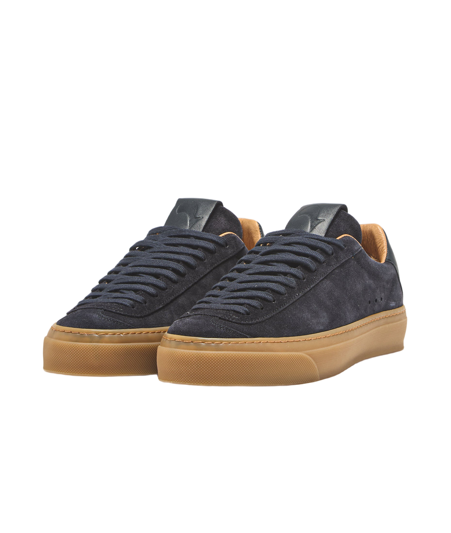 Navy Sneakers With Suede And Leather Craftsmanship