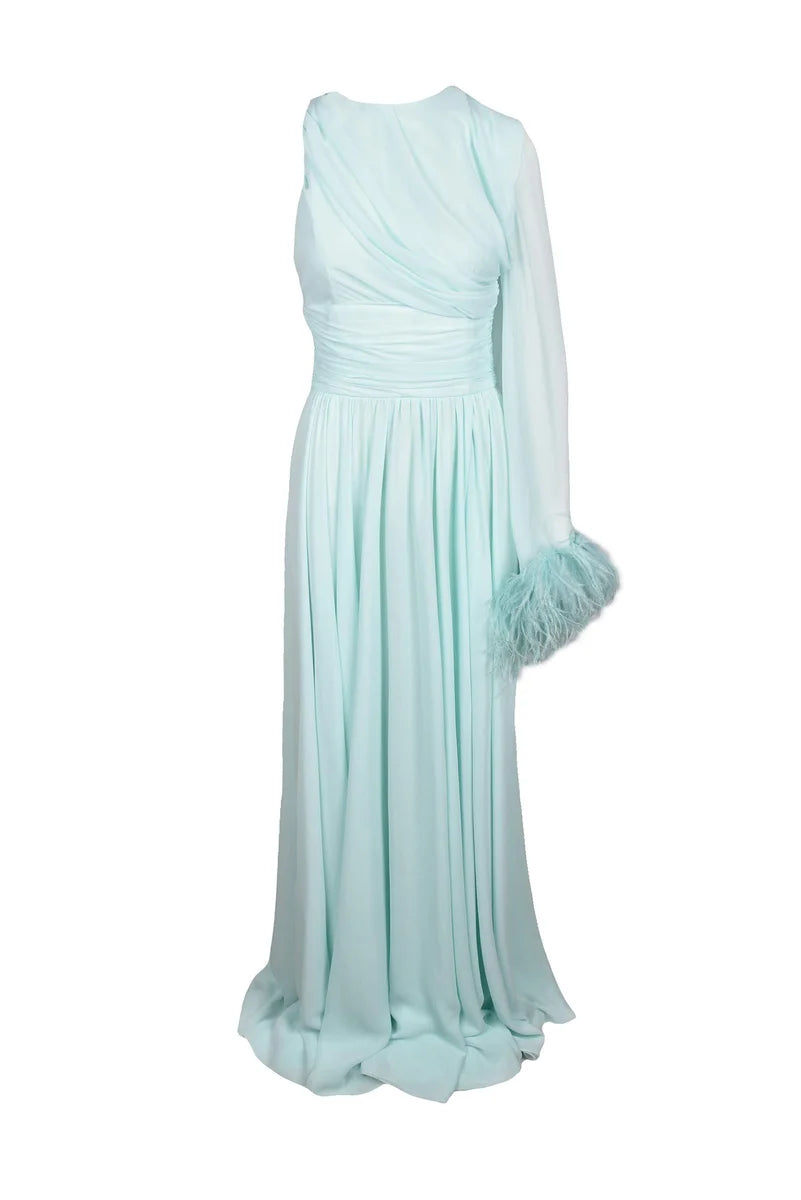 Long Dress Polyester - Aqua Green