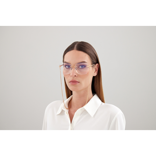 Metallic Finish Optical Frames with Chain Detail