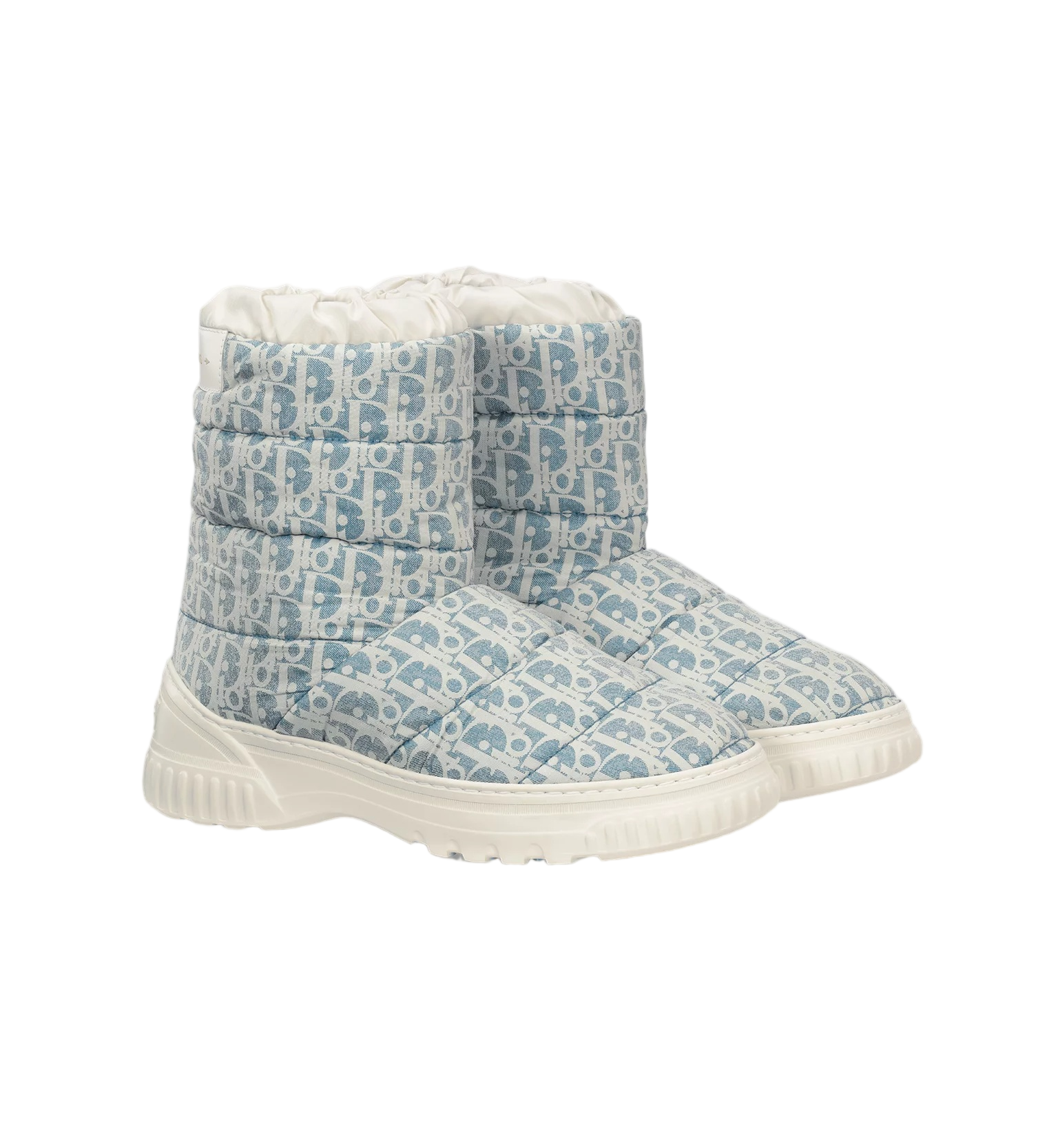 Light Blue Quilted Monogram Puffer Boots