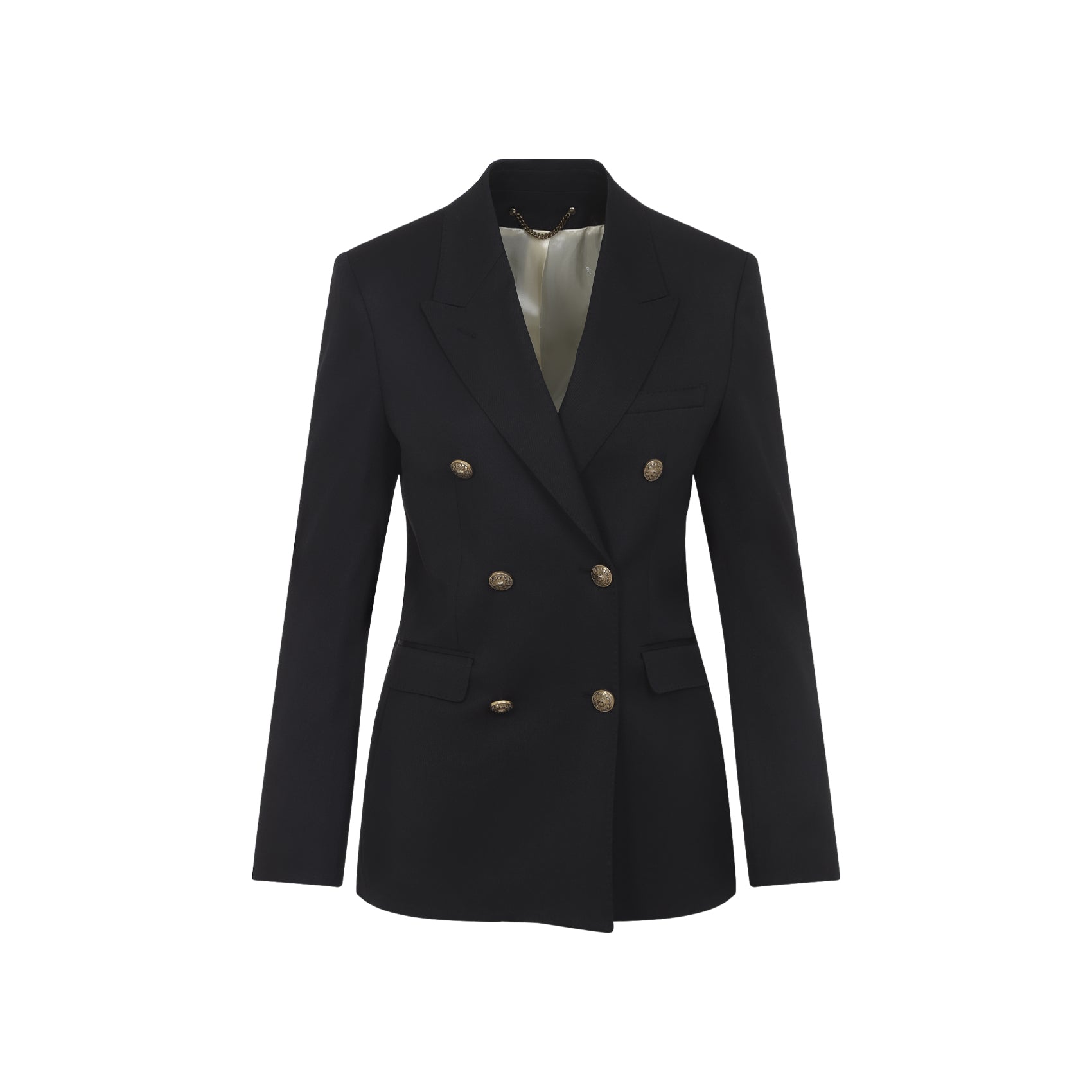 Tailored Double-Breasted Blazer With Gold-Tone Buttons