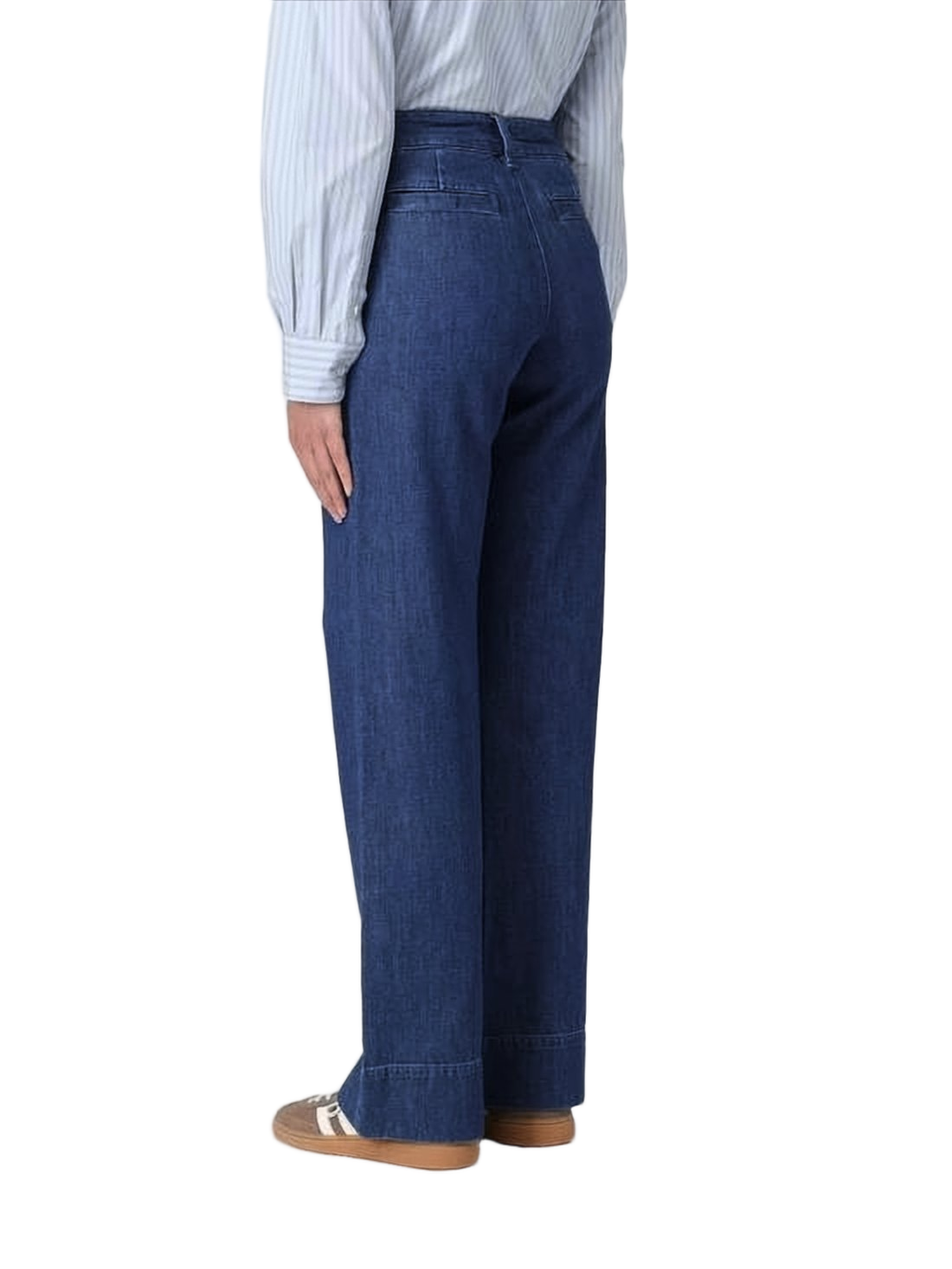 High-Waisted Wide-Leg Denim Pants with Double-Button Closure