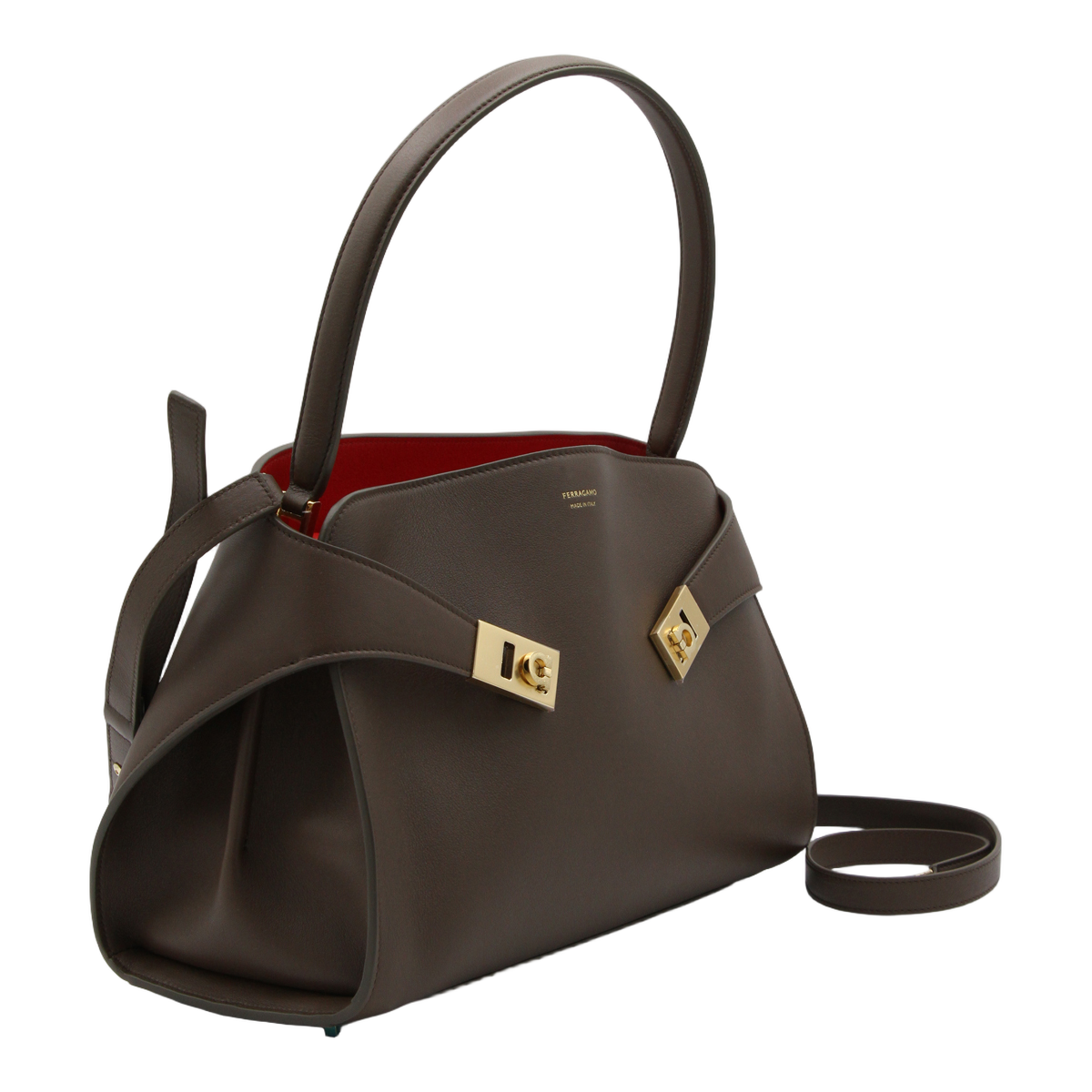 Structured Handbag with Gold-tone Accents