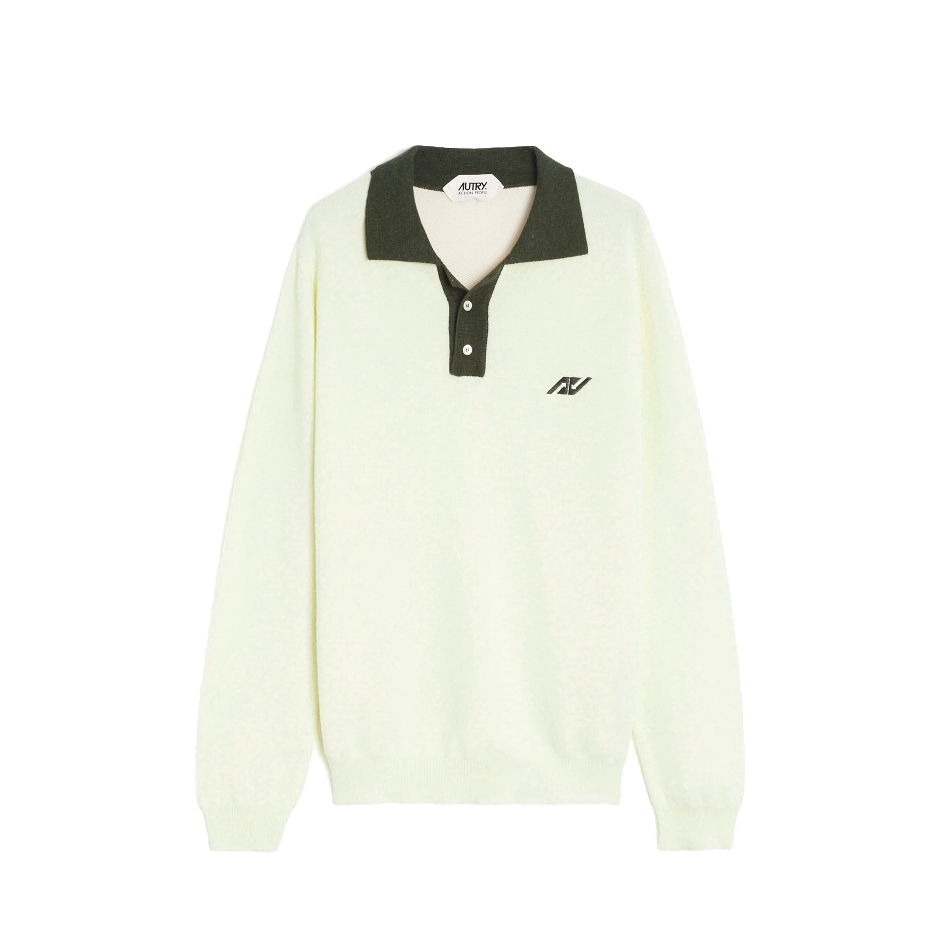 Premium Green Long Sleeve Polo With Embroidered Details