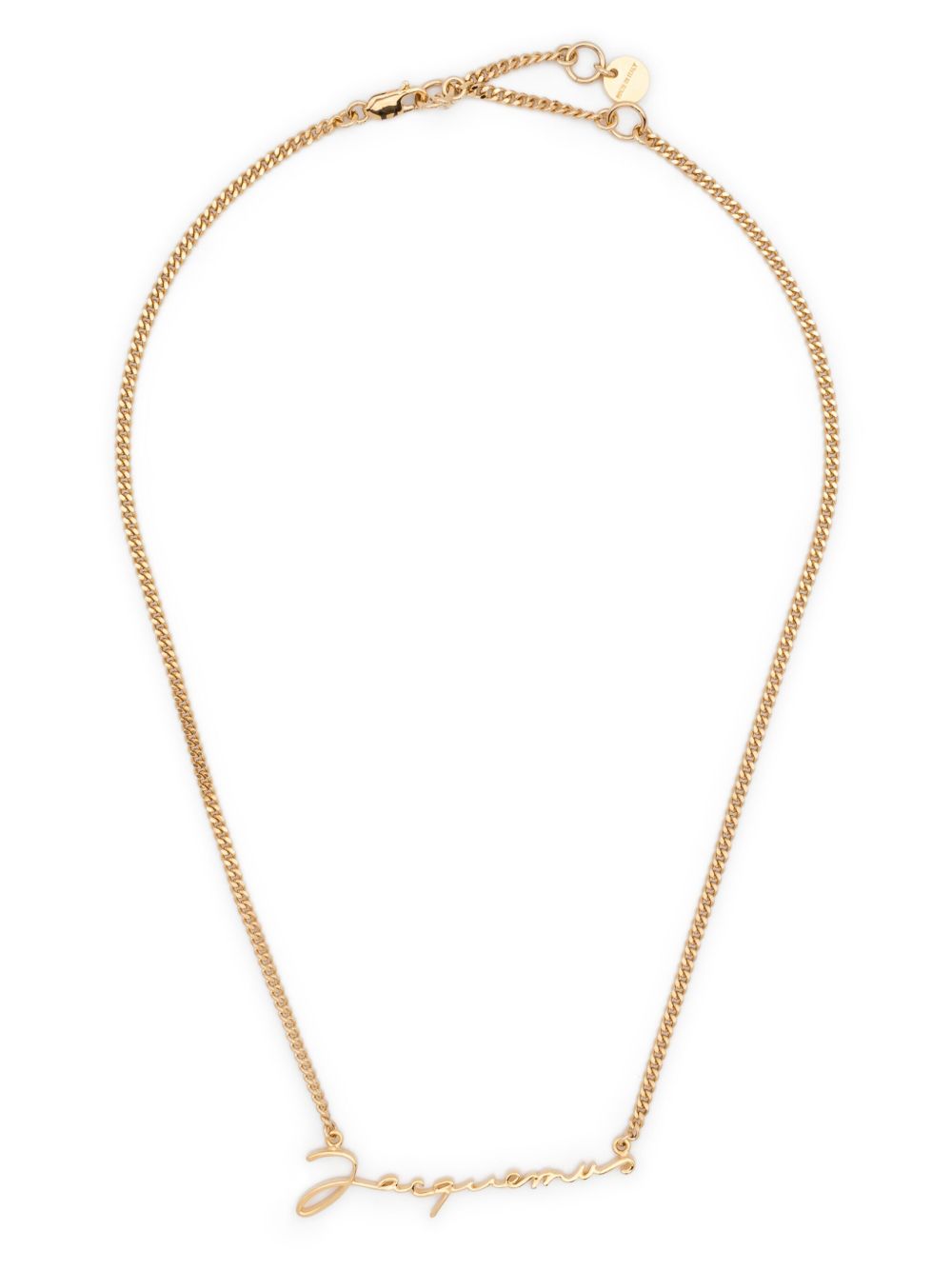 Cursive Logo Pendant Gold-tone Necklace