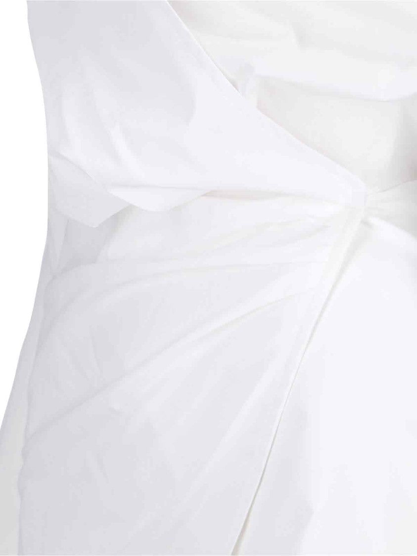 Draped Mini Shirt Dress – White