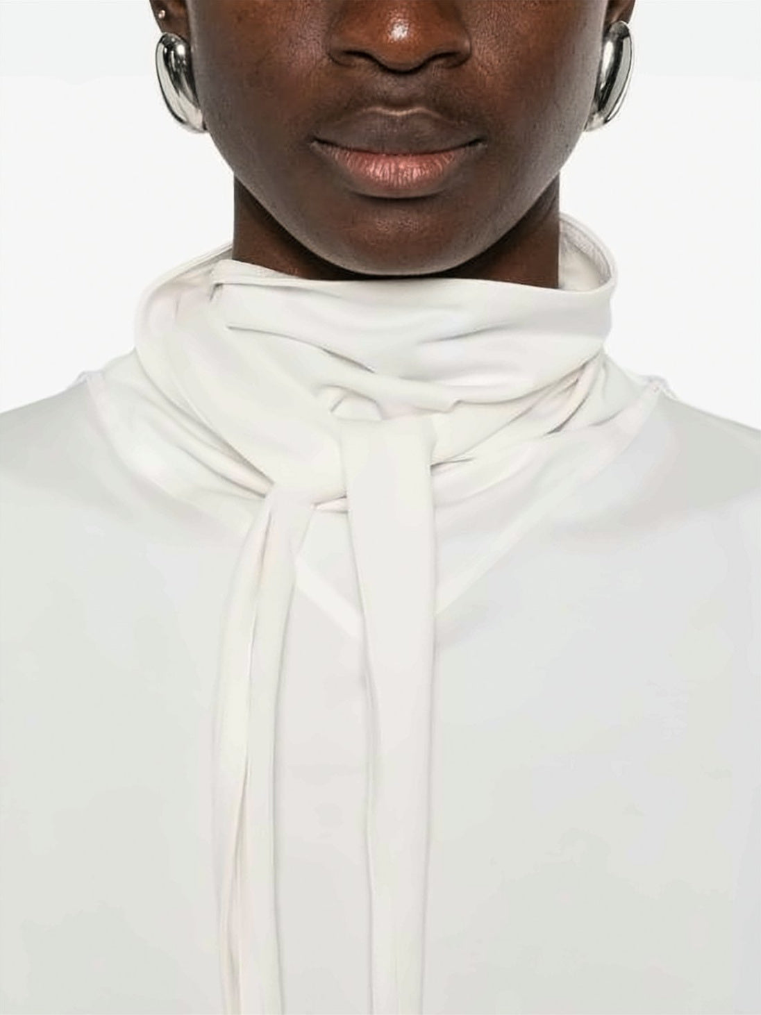 Loose-Fit Short-Sleeved Top With Scarf Detail