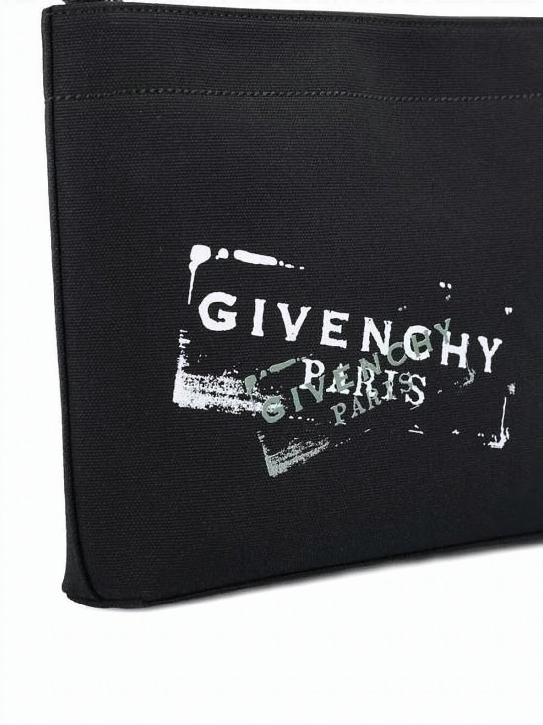 Rectangular Calf Leather Clutch with Edgy Logo Design