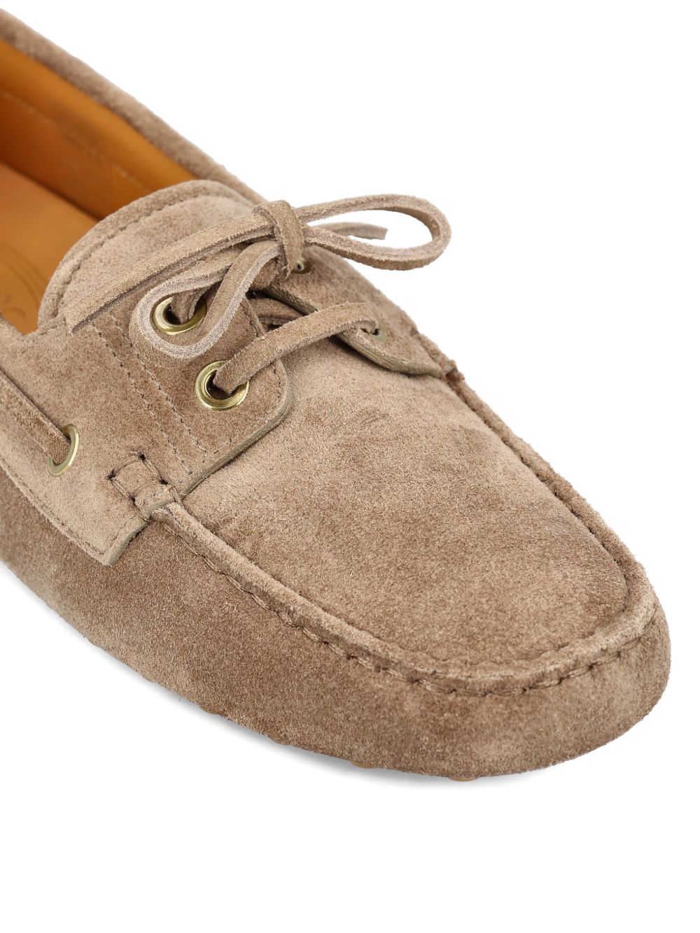 Suede Moccasin-Style Flats With Lace Detail