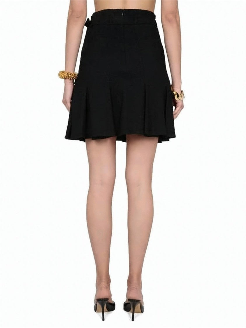 Black Flared Mini Skirt