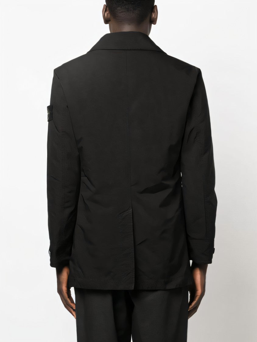 Structured Black Coat with Button-up Front