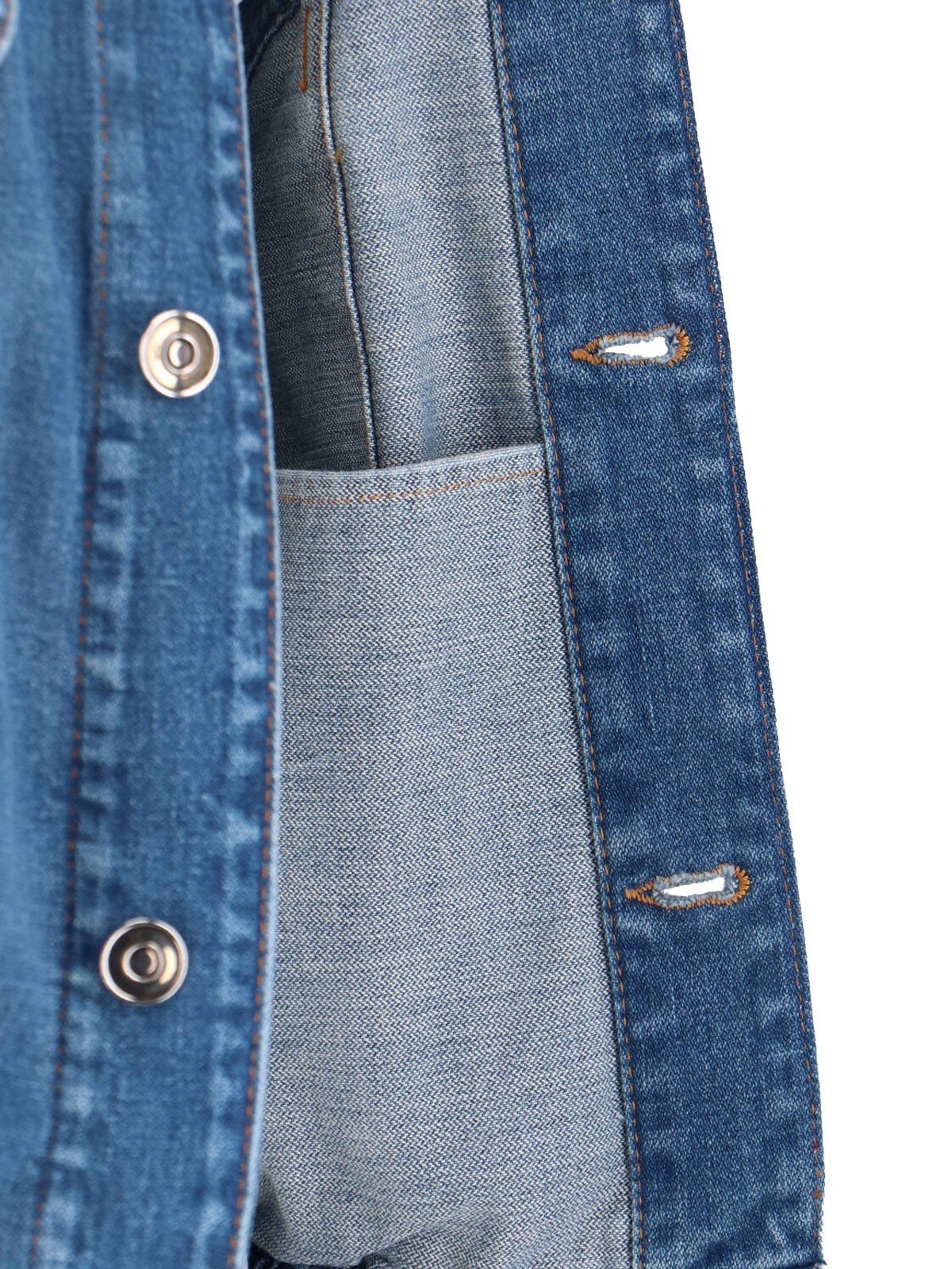 Blue Cotton Denim Signature Details Jacket