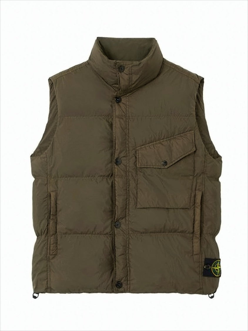 Padded Quilted Vest with High Collar