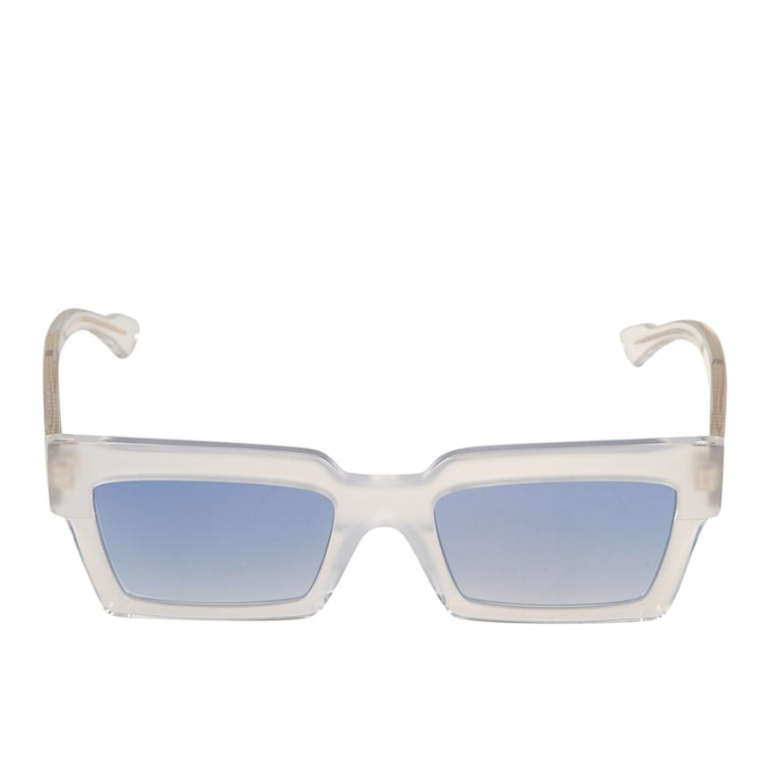 Smart Translucent Rectangular Sunglasses with Gold Detailing