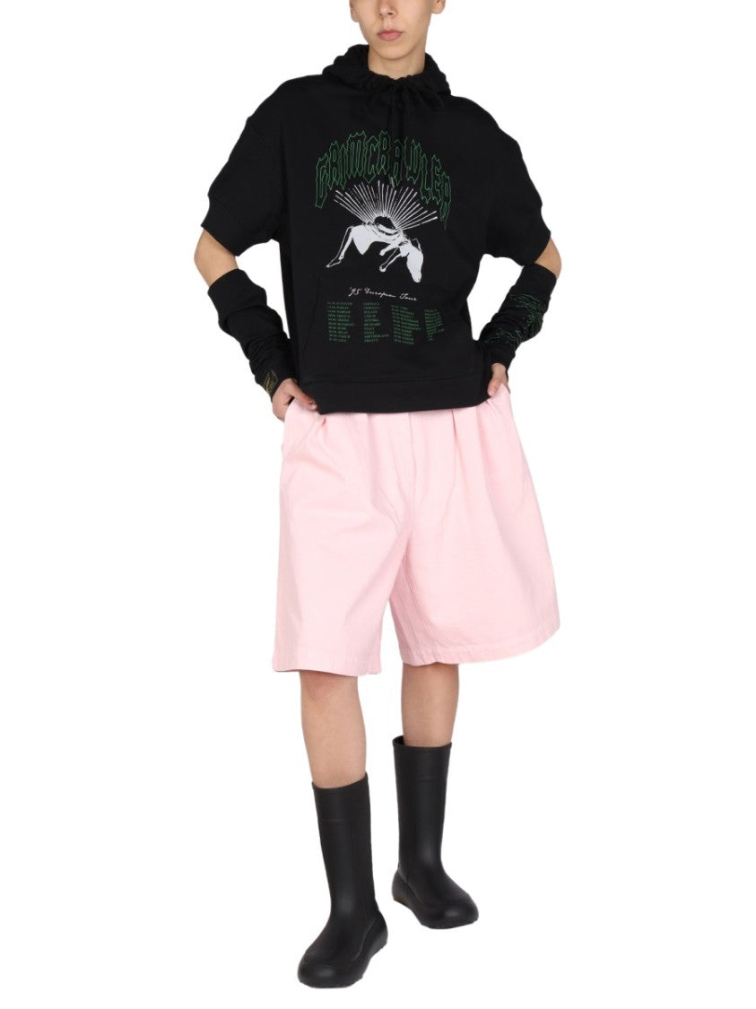 Graphic Print Sweatshirt With Cut-Out Sleeves