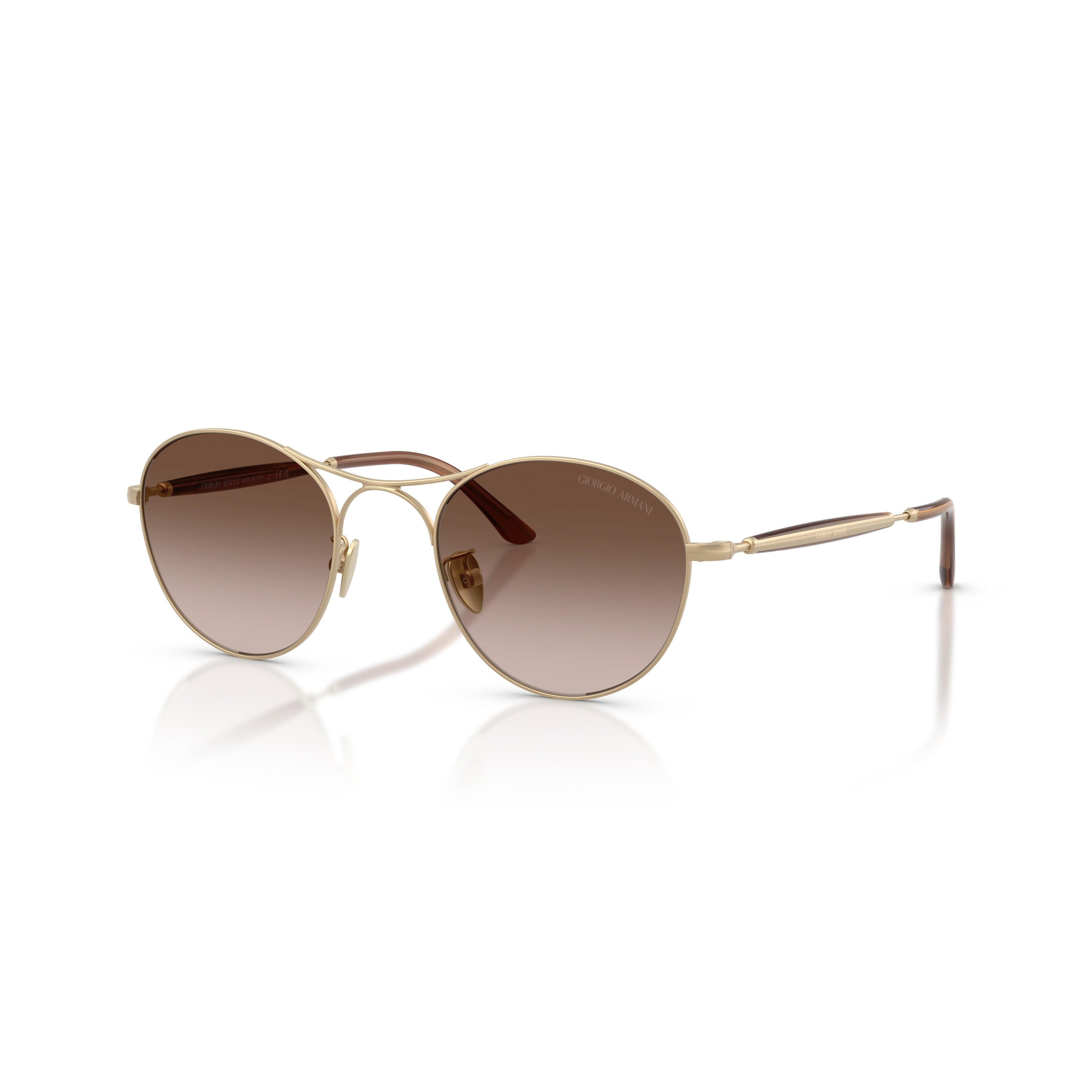 0ar6177 Round Gradient Brown Sunglasses with Gold-Tone Steel Frame
