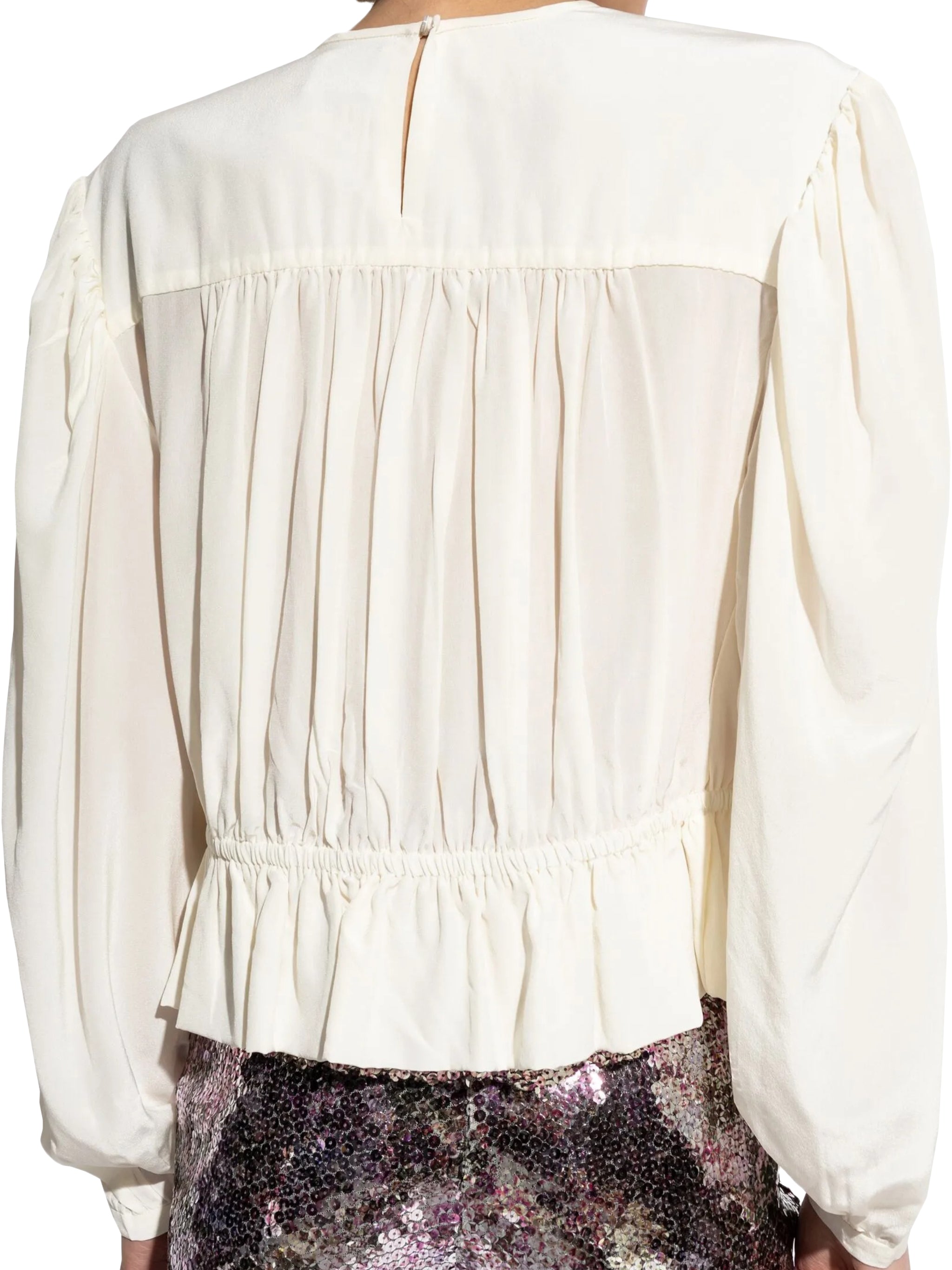 Silk Blouse with Delicate Pleating and Gathered Waist